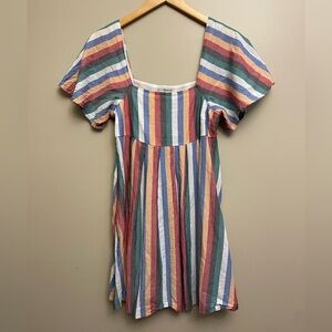 Madewell Square-Neck Mini Dress in Festival Stripe Size XXS
